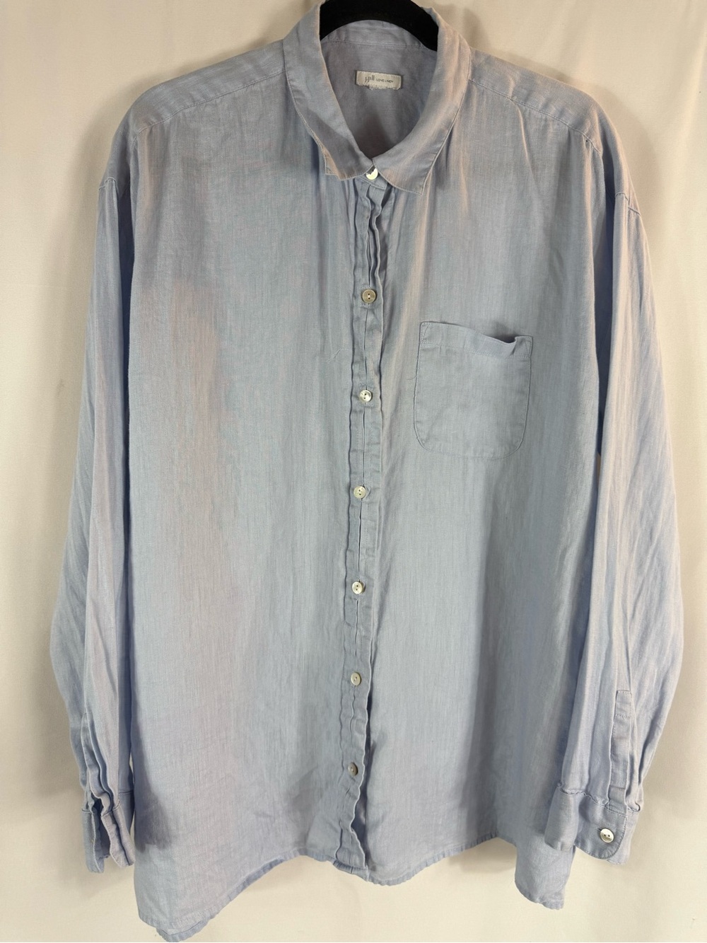 J. Jill Pale Blue Casual Button-Down linen Shirt size:XL